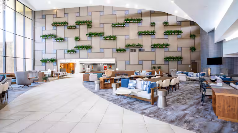 a lobby in a building